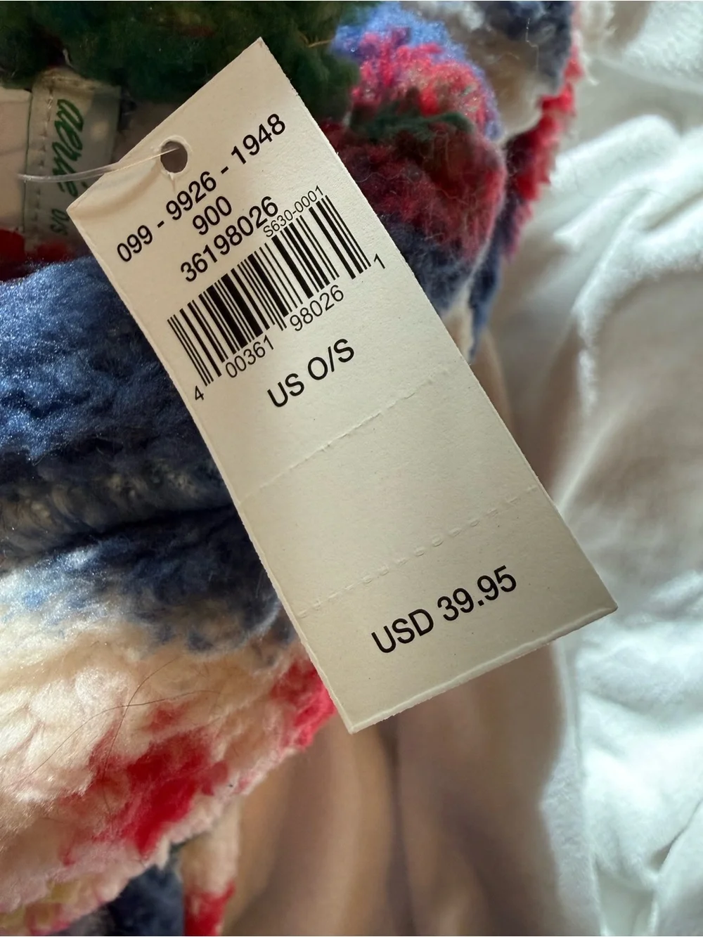 Aerie NWT Cozy Colorful Sherpa Throw with Teal Ribbon